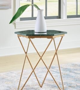 Engelton Accent Table, Green/Gold