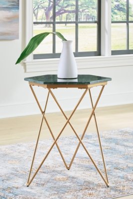 Engelton Accent Table, Green/Gold
