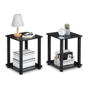 Furinno Simplistic End Tables (Set of 2), Americano/Black