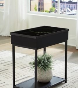 Gemmet Accent Table with Speaker, Black
