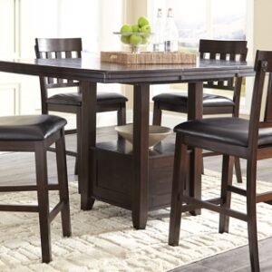 Haddigan Counter Height Extendable Dining Table, Dark Brown, Wood