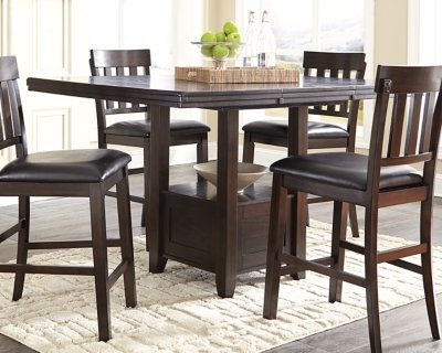 Haddigan Counter Height Extendable Dining Table, Dark Brown, Wood