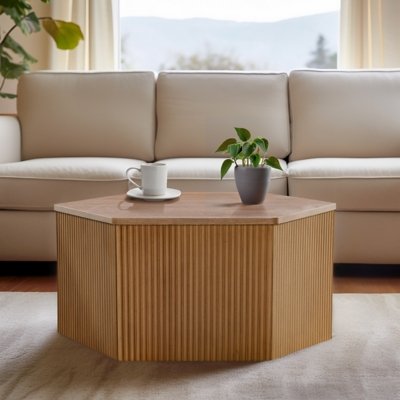 INK+IVY Honey Fluted Hexagon Coffee Table, Natural