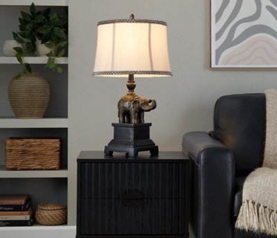 LumiSource Elephant Table Lamp (Set of 2), Bronze