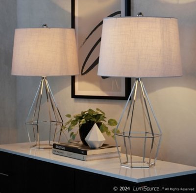 LumiSource Geo Table Lamp (Set of 2), Polished Nickel