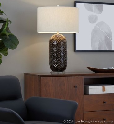 LumiSource Onyx Table Lamp, Gray