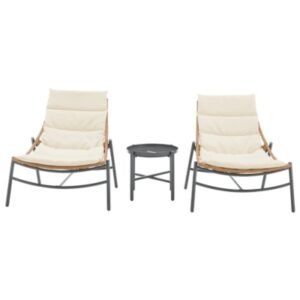Manhattan Comfort Sunset Outdoor Chairs And End Table (Set Of 3), Cream