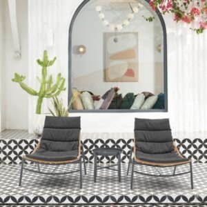 Manhattan Comfort Sunset Outdoor Chairs And End Table (Set Of 3), Gray