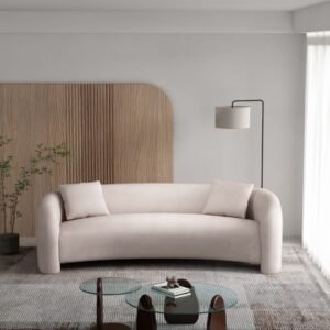 Manhattan Comfort Sylvia Sofa with Accent Pillows, Angora
