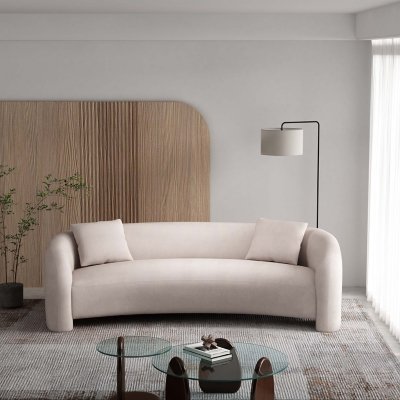 Manhattan Comfort Sylvia Sofa with Accent Pillows, Angora