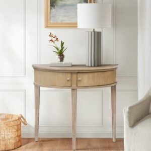 Martha Stewart Crestview Console Table with Storage, Reclaimed Wheat
