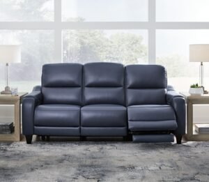 Mercomatic Dual Power Reclining Sofa Leather, Ocean
