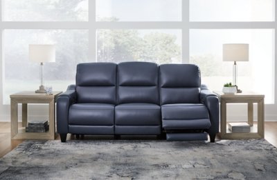 Mercomatic Dual Power Reclining Sofa Leather, Ocean