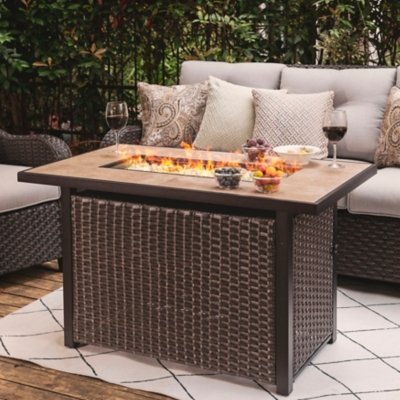 Nuu Garden Outdoor 43" Propane Fire Pit Table, Brown