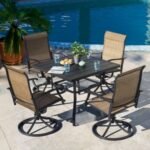 Nuu Garden Outdoor Dining Table with 4 Chairs, Black/Brown