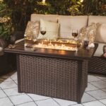Nuu Garden Outdoor Fire Pit Table with Glass Wind Guard, Brown