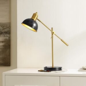 Safavieh Amur Table Lamp With USB Port, Black/Brass