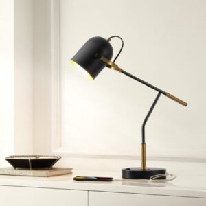 Safavieh Mulaney Table Lamp With USB Port, Black/Brass