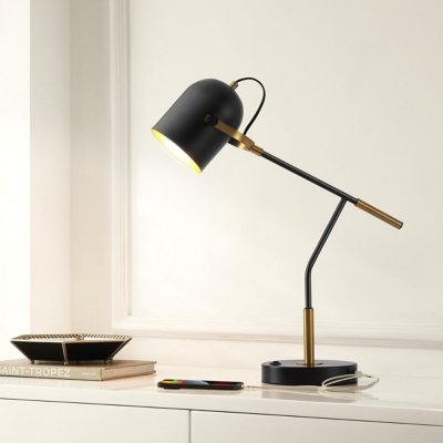 Safavieh Mulaney Table Lamp With USB Port, Black/Brass