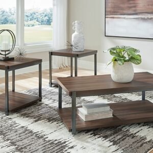 Trindwick Table (Set of 3), Brown/Gun Metal