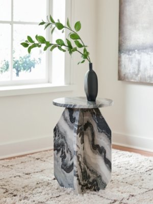 Wrenlane Accent Table, Black/White/Taupe