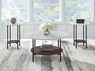 Wrenwich Table (Set of 3), Brown/Black/White