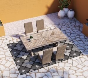 Beachcroft Outdoor Dining Table and 4 Chairs, Beige