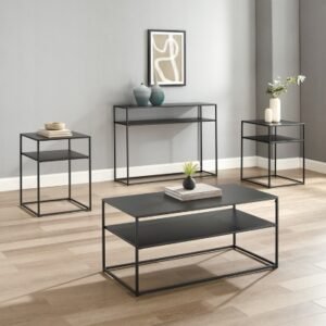 Braxton Coffee Table 4-Piece Set, Matte Black