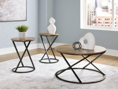Cassbryn Table (Set of 3), Brown/Black