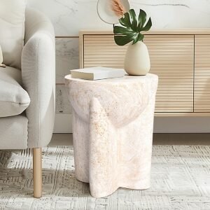 Empire Art Direct Mystic Interlude Accent Side Table, Beige