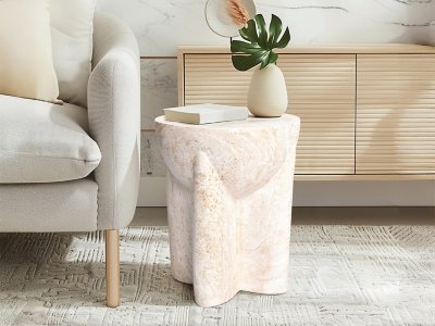 Empire Art Direct Mystic Interlude Accent Side Table, Beige