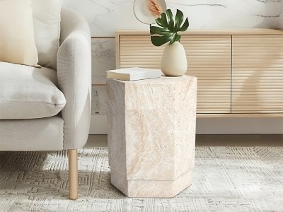 Empire Art Direct Mystic Mirage Accent Side Table, Beige