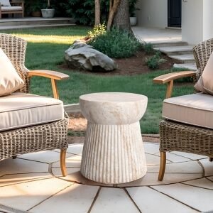 Empire Art Direct Radiant Harmony Accent Side Table, Beige