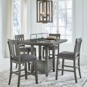 Hallanden Counter Height Dining Table and 4 Barstools, Gray