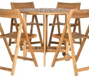 Halsted Outdoor Table and 4 Chairs (Set of 5) , Teak