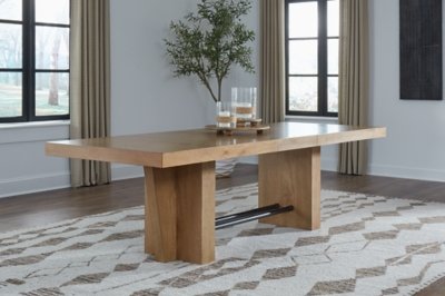 Kristiland Dining Extension Table, Light Brown, Wood/ Metal