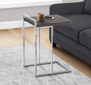 Monarch Specialties Contemporary 25" High C-Shape Accent Table, Dark Gray