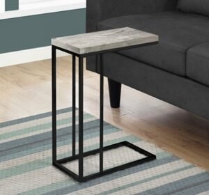 Monarch Specialties Contemporary Rectangular Top C-Shape Accent Table, Gray