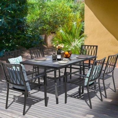 Nuu Garden Outdoor Dining Table and 6 Chairs, Black