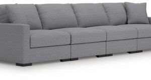 Omaha by Ashley 4-Piece Modular Performance Fabric Sectional Sofa, Salt and Pepper