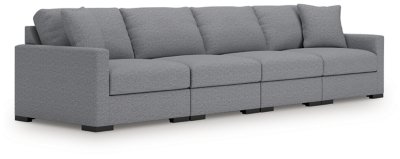Omaha by Ashley 4-Piece Modular Performance Fabric Sectional Sofa, Salt and Pepper