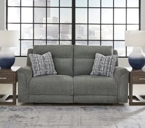 Overflow Performance Fabric Dual Power Reclining Sofa, Steel