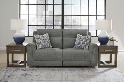 Overflow Performance Fabric Dual Power Reclining Sofa, Steel