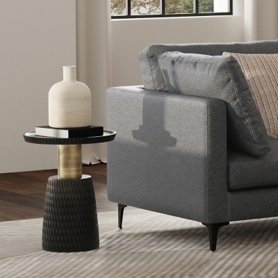 Simpli Home Breanna Side Table, Black/Gold