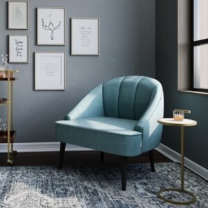 Simpli Home Brook C-Shaped End Table, White/Gold