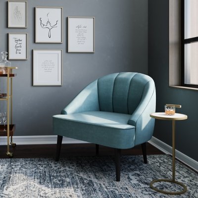 Simpli Home Brook C-Shaped End Table, White/Gold