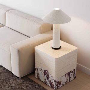 TOV Furniture Brut Outdoor Side Table, Breccia/Travertine