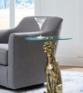 Vallain Accent Table, Antique Gold Finish