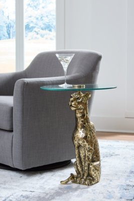 Vallain Accent Table, Antique Gold Finish