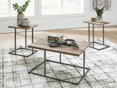Albreane Table (Set of 3), Grayish Brown/Black